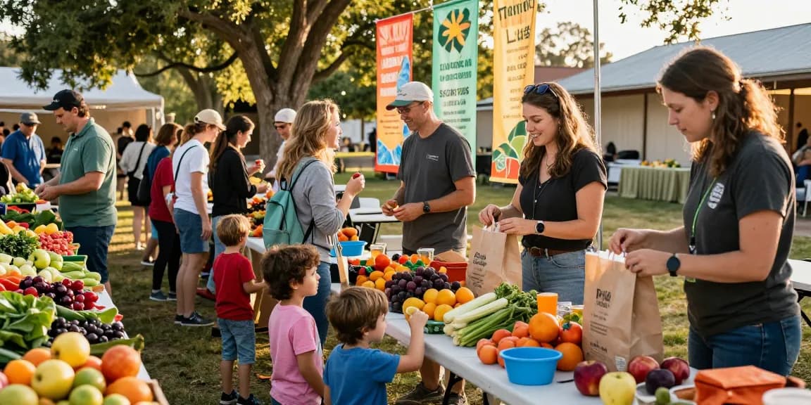 Community engagement at springshall.org food fair featuring local produce.