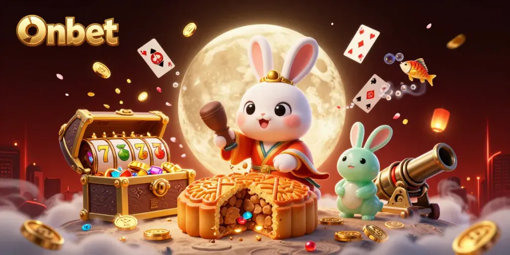 Join the moon rabbit in an Onbet casino adventure, pounding mooncakes filled with poker chips.