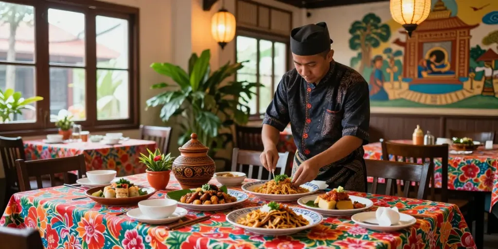 Nyonya4D culinary experience featuring vibrant Nyonya cuisine dishes and traditional decor.