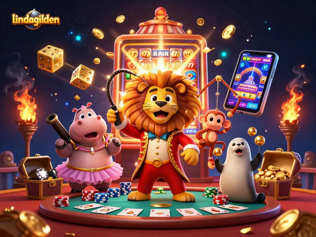 Experience thrilling poker action at lindagilden, featuring dynamic casino elements and colorful characters.
