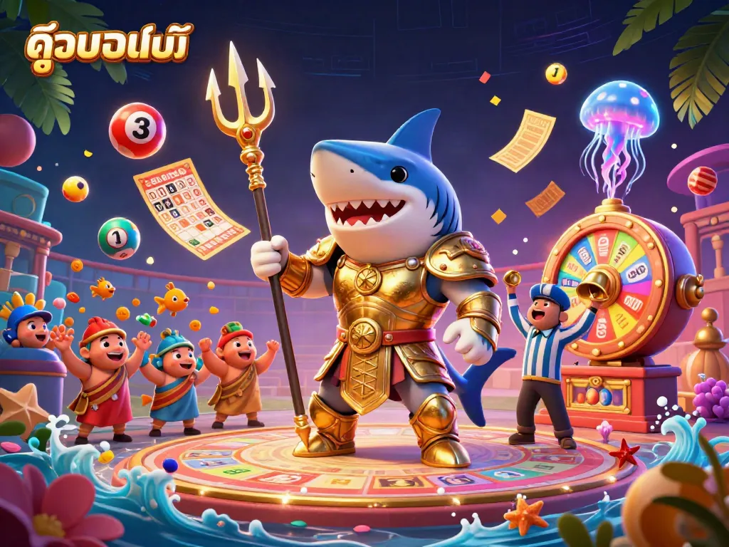 Experience ดูบอลออนไลน์ in a vibrant 3D scene with gambling elements radiating excitement.