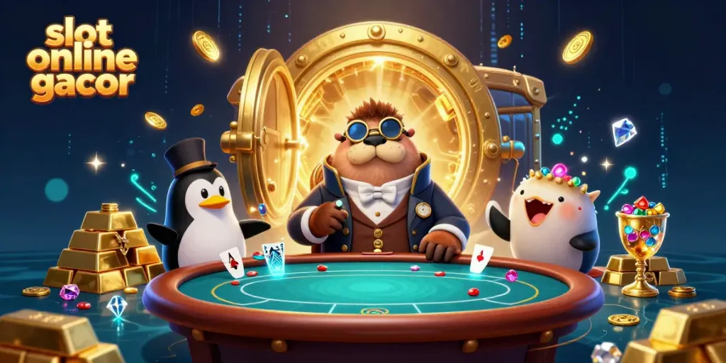 Gali jackpot di slot online gacor sambil bermain dengan karakter lucu di meja poker bawah laut.