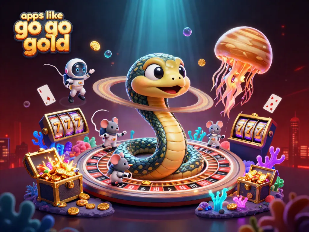 Spin and win with exciting games like Go Go Gold in this dynamic cosmic casino scene.