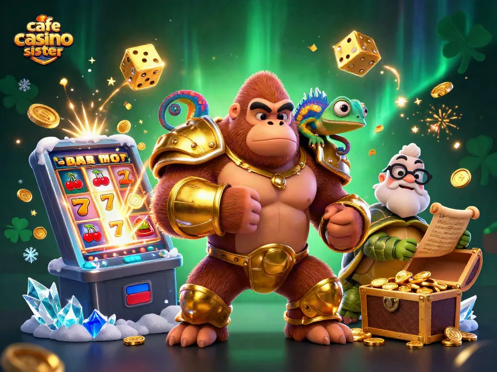 Cafe casino sister casinos showcase players winning on slot machines with vibrant game elements.