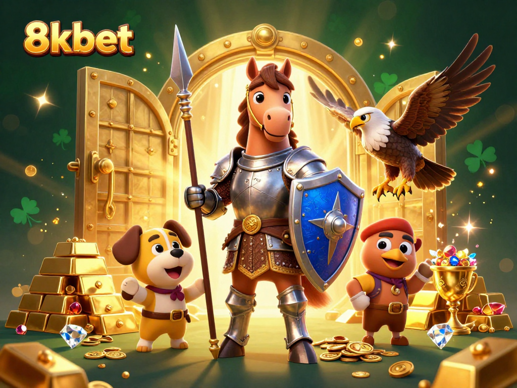 Experience the excitement of winning at 8kbet with this vibrant 3D casino-themed illustration.