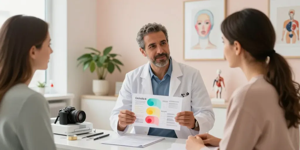 Dr Zahi Chacra Montreal consults with a patient in his boutique clinic, illustrating a personalized rhinoplasty experience.