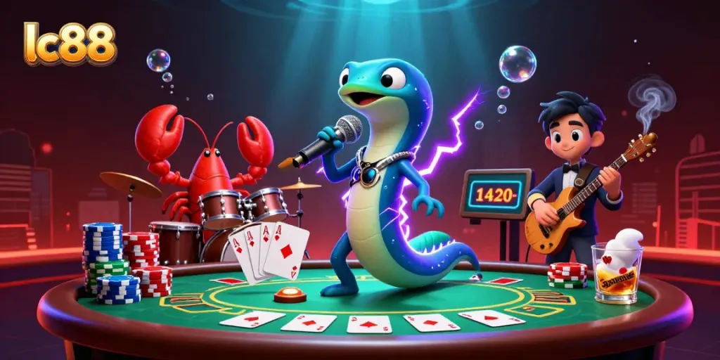 Join the thrilling lc88 underwater casino, where an electric eel DJs with lobster and seahorse musicians!