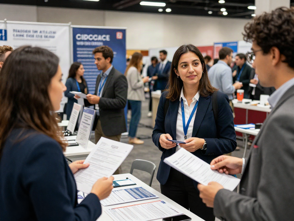 Job seekers engaging at a career fair seeking หางาน opportunities in 2026.