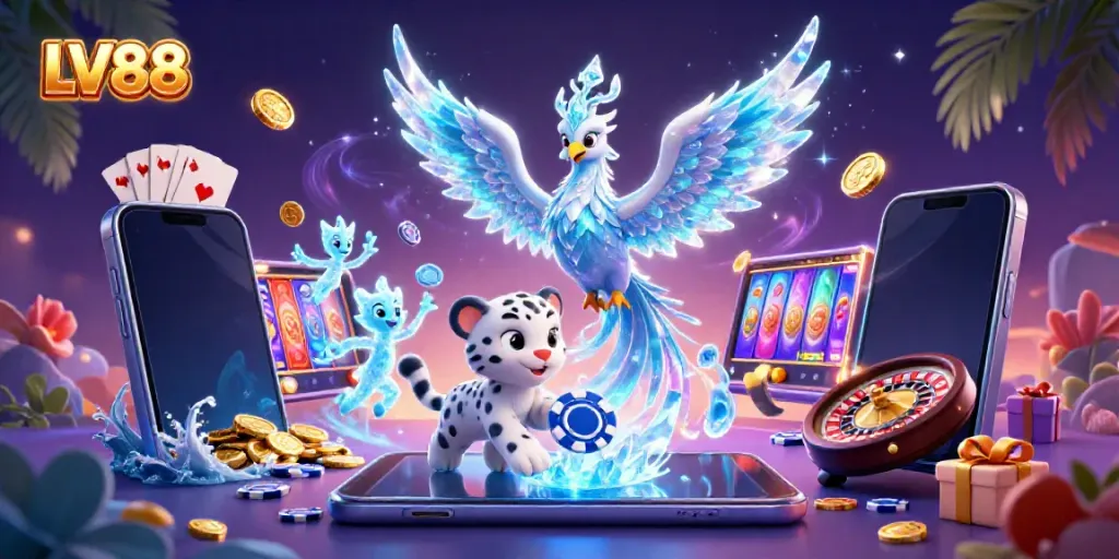 Experience the enchanting LV88 casino with vibrant characters and dynamic gaming elements.