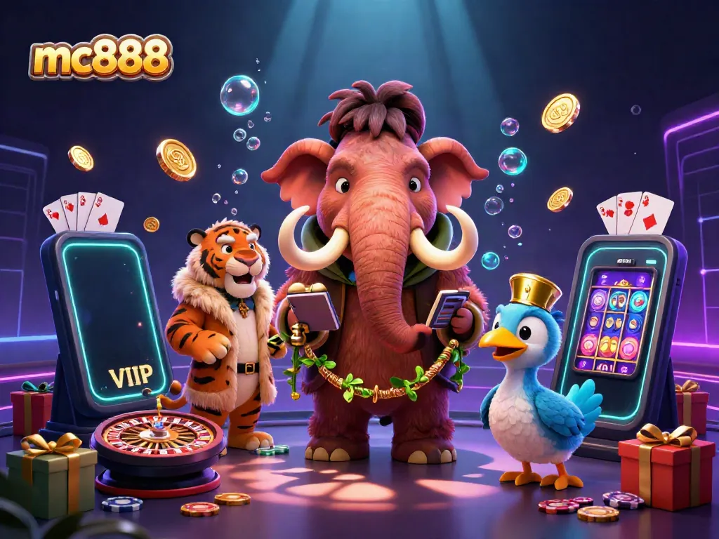 Mainkan slot gacor di mc888 sambil bertemu bouncer mammoth dan tamu VIP dalam suasana kasino.