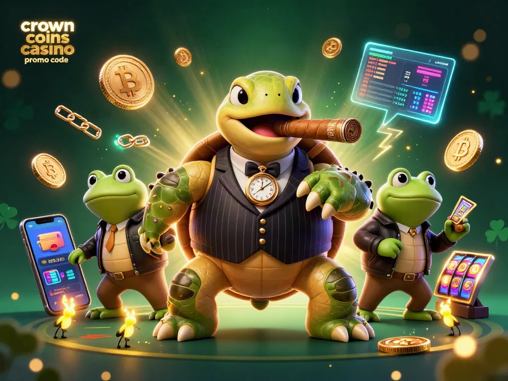 Claim bonuses with crown coins casino promo code, featuring a gambling-themed digital illustration with vibrant characters.