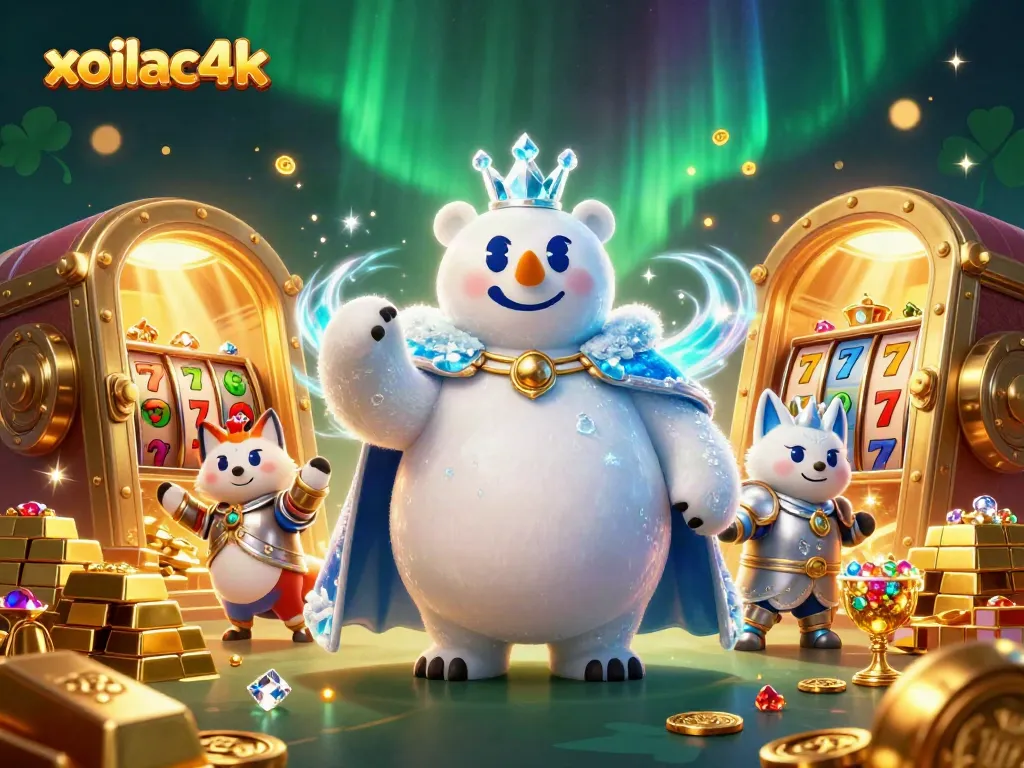 Experience xoilac4k's exciting casino world with a 3D polar bear and gaming treasures.
