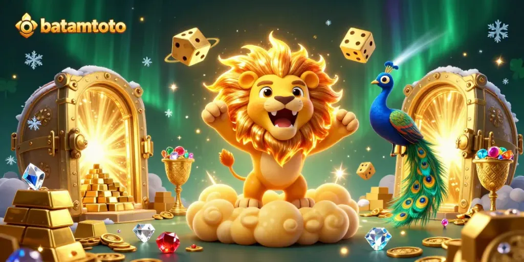 Experience batamtoto excitement with vibrant 3D casino elements and characters in a dynamic scene.