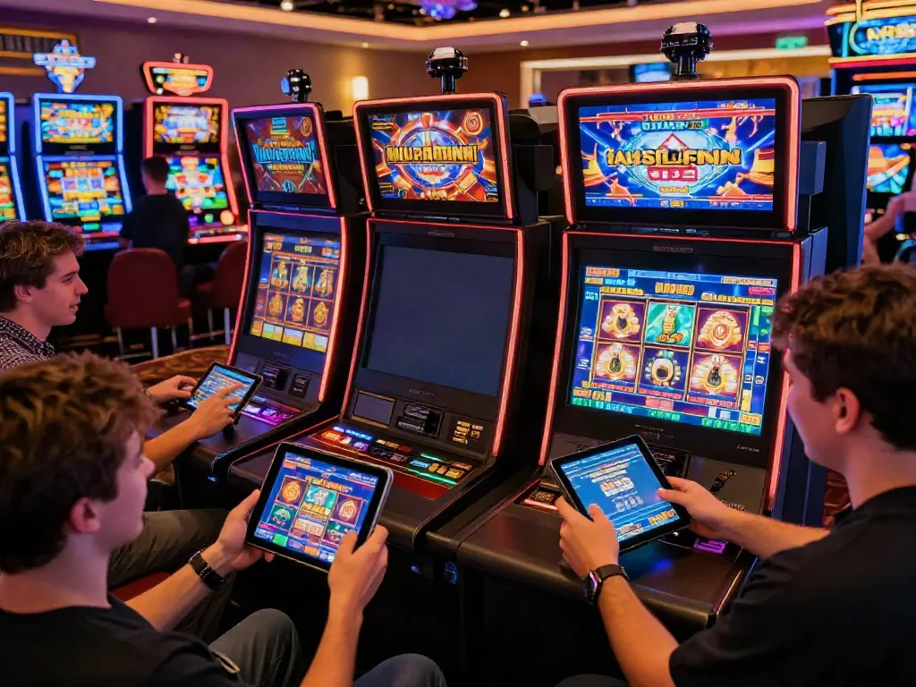Players enjoying exciting games at DA88 online casino platform with vibrant slot machines.