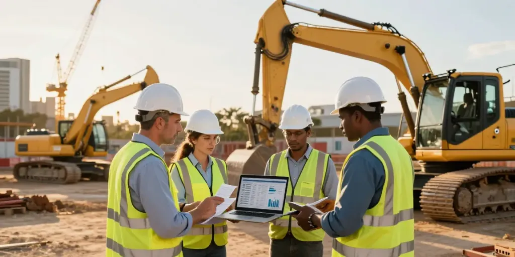 Heavy Machinery Loans team collaborating on financing strategies in Brisbane's construction scene