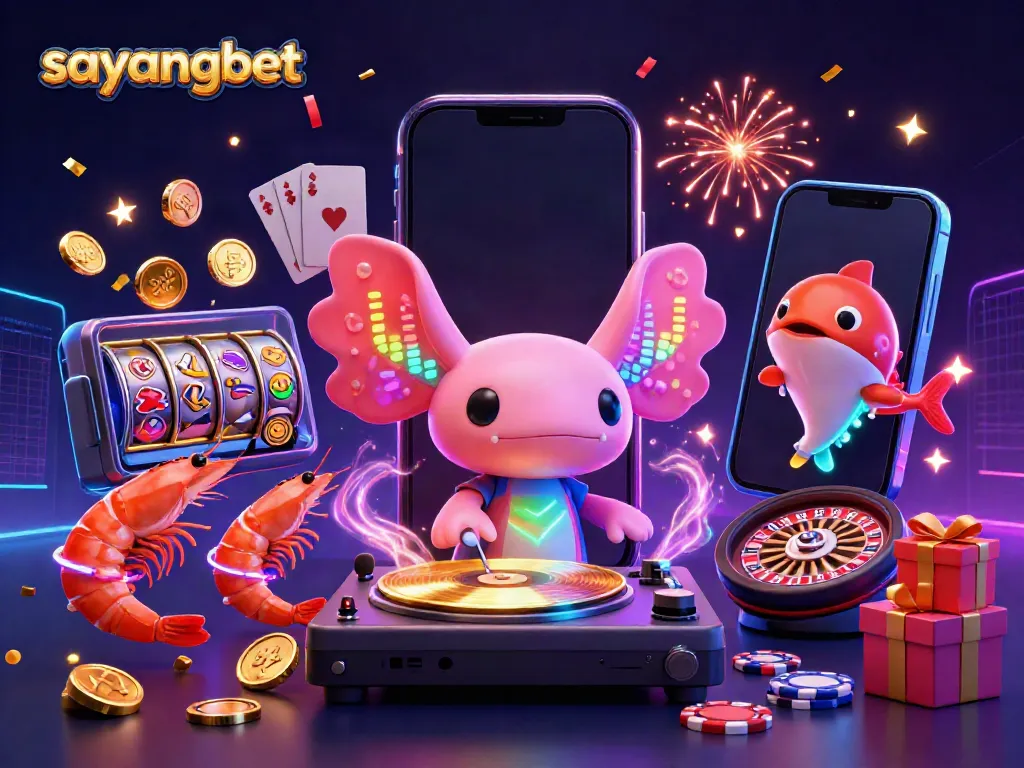 Engage with thrilling games at sayangbet featuring colorful slot reels, DJ axolotl, and vibrant underwater fun.