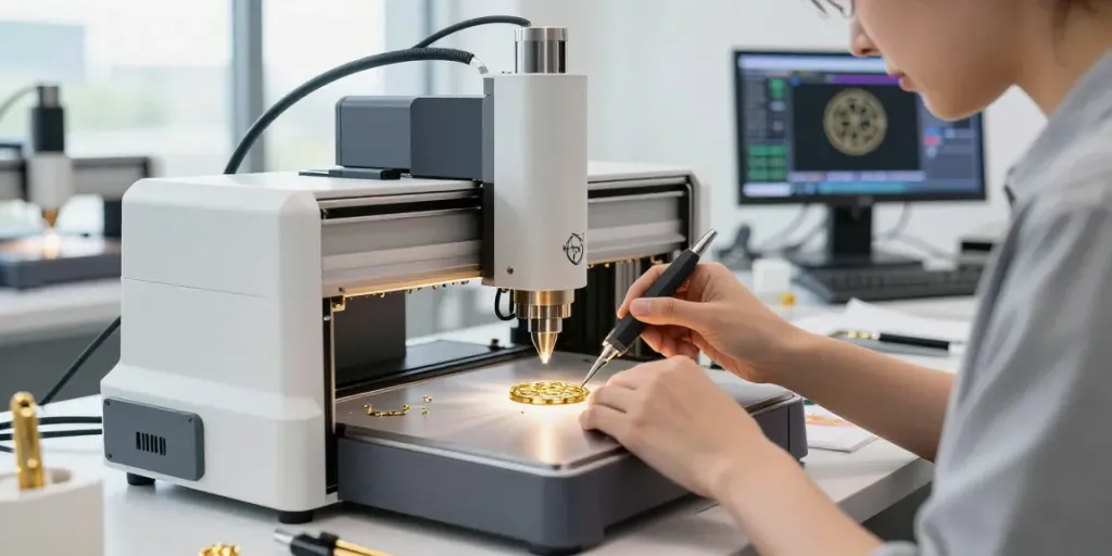 Proses presisi emas88 di workshop modern dengan teknologi laser yang canggih.