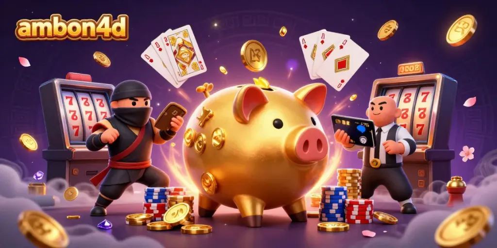 Experience the thrilling gameplay of ambon4d with dynamic golden coins and 3D characters in action.