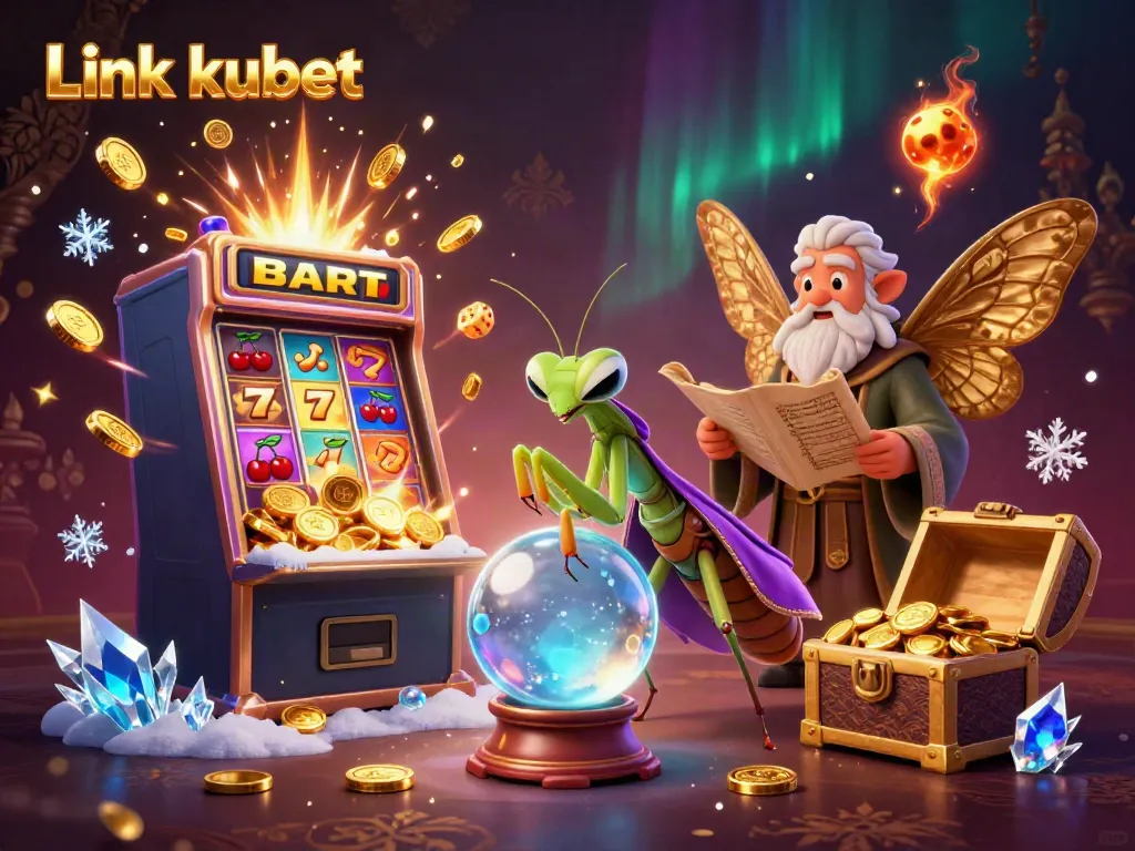 Experience excitement with Link kubet featuring a fortune teller and a slot machine explosion.