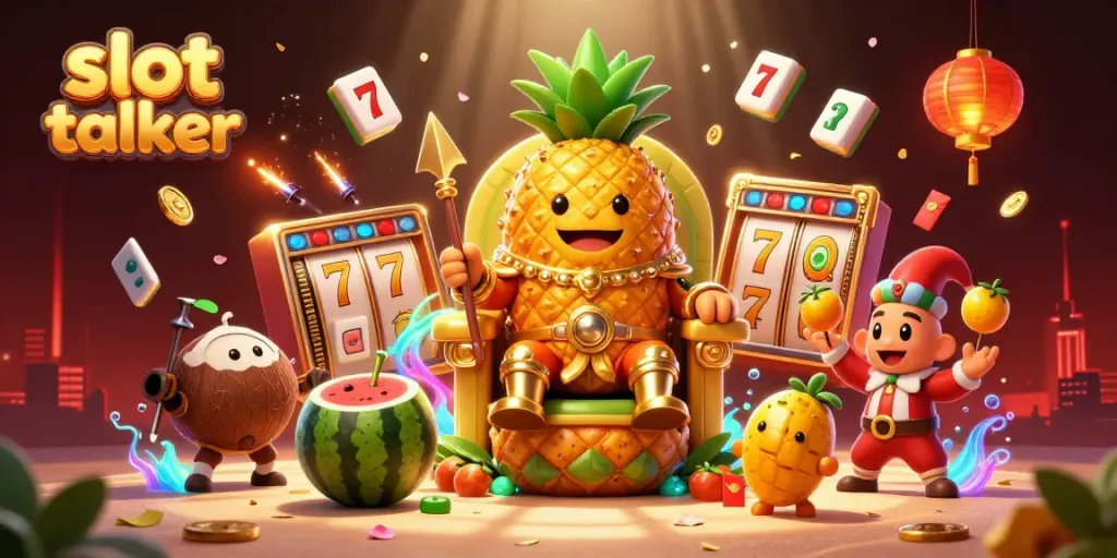 Players engage in slots with the vibrant slot talker characters in an energetic casino scene.