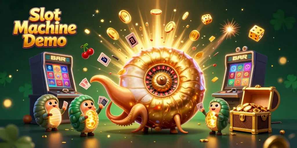 Spin the reels with Slot Machine Demo in a vibrant 3D casino scene bursting with action!