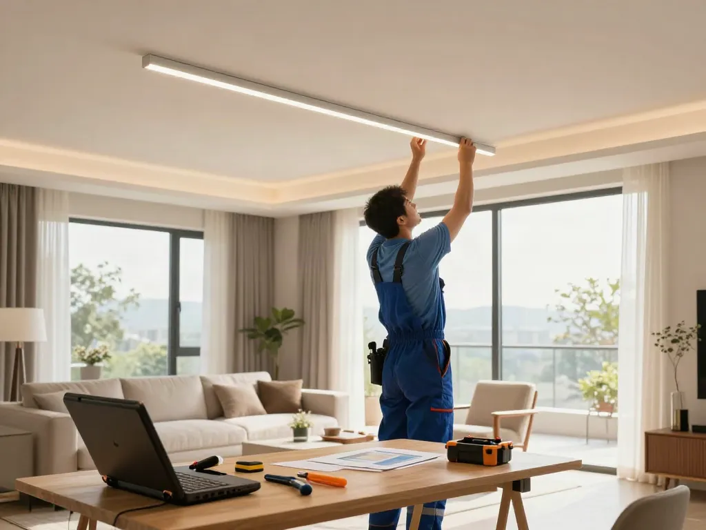 Instalare sina magnetică aplicată de către un contractor profesionist la un serviciu local de iluminat.