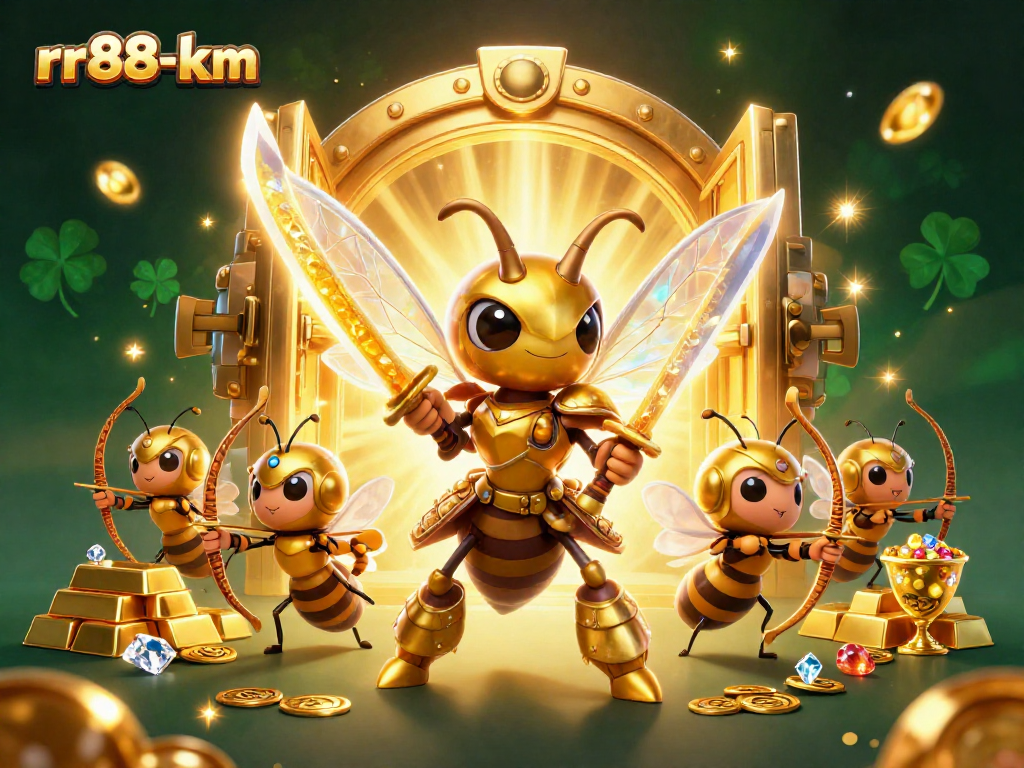 Engage in thrilling gameplay at rr88-km with dynamic 3D cartoon characters, golden treasures, and vibrant casino elements.