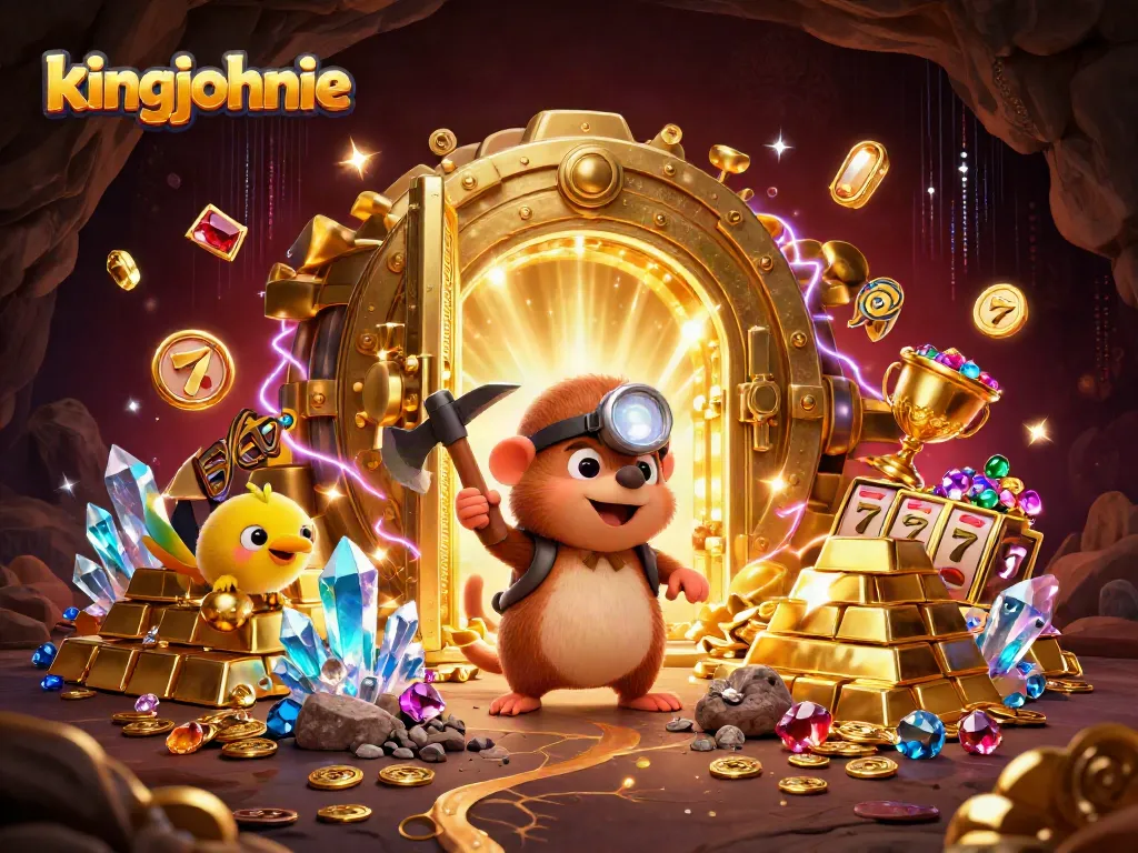 Experience thrilling wins at kingjohnnie with a vibrant treasure-themed casino illustration.