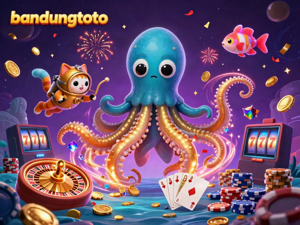 Experience the thrill of bandungtoto with a 3D illustration featuring lively game elements and characters.