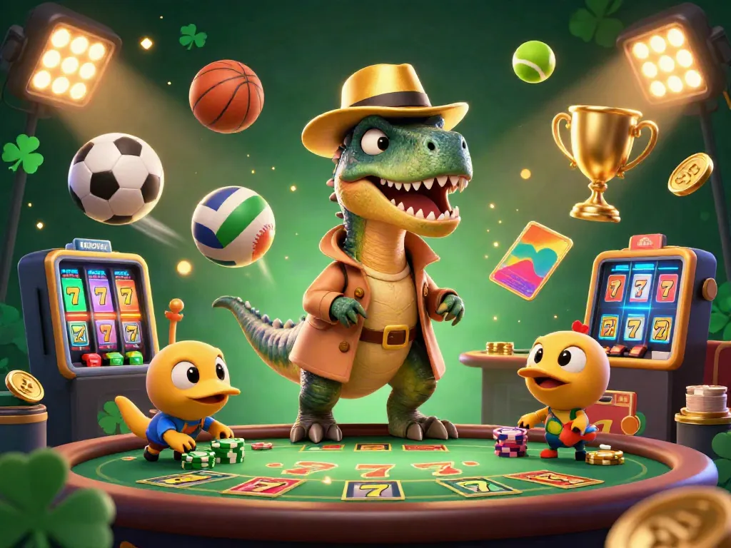NOHU's thrilling casino scene with a velociraptor card counter and captivating gambling elements.
