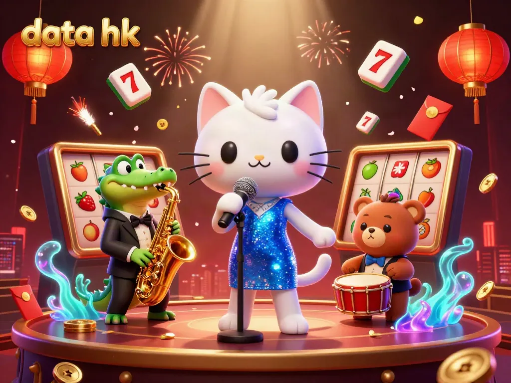 Menghadirkan data hk dengan karakter kucing penyanyi jazz, buaya pemain saksofon, dan beruang anak pemukul drum di panggung kasino.