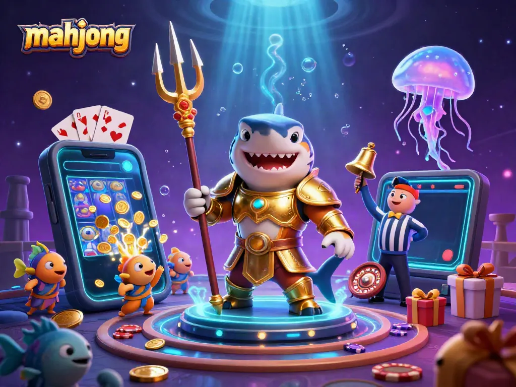 Serve winning mahjong strategies in a vibrant underwater casino with a dynamic tiger shark theme.