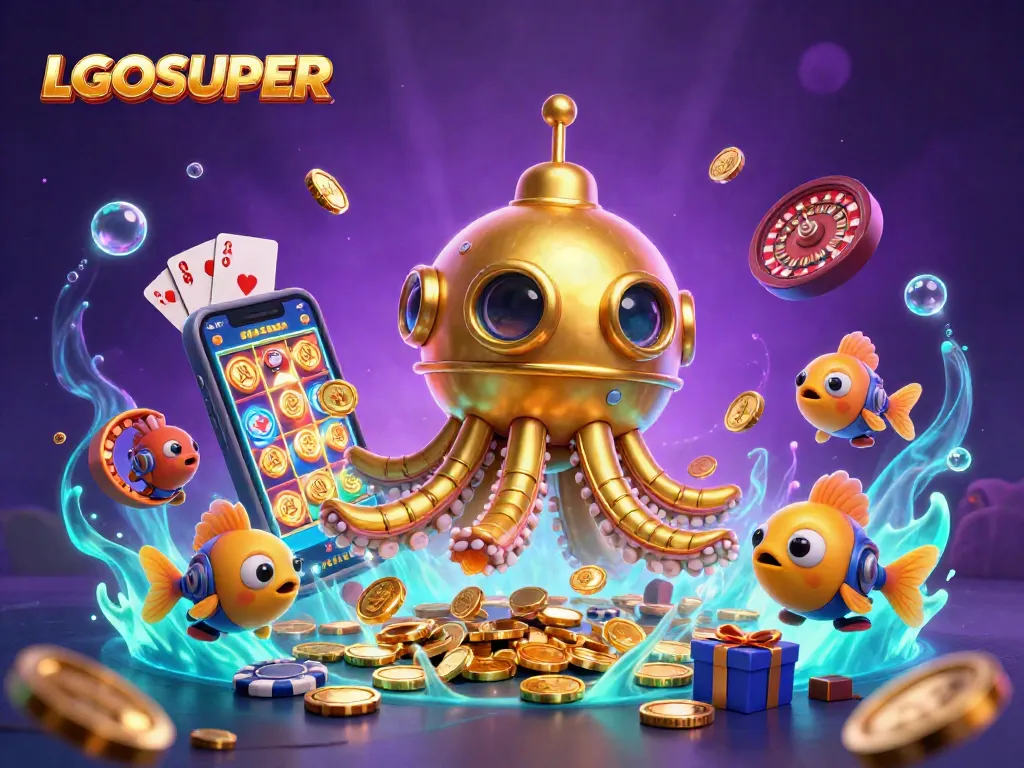 Experience thrilling gameplay moments with LGOSUPER in this vibrant 3D casino scene.