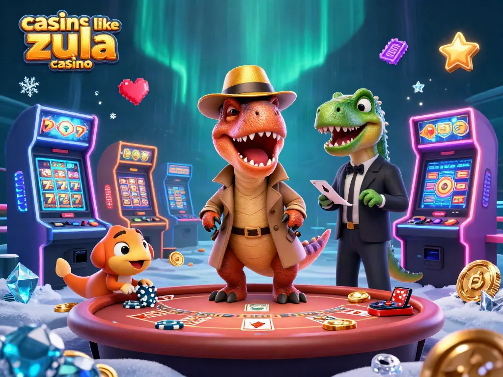 Experience the excitement of casinos like Zula Casino with cartoon-themed characters playing blackjack.