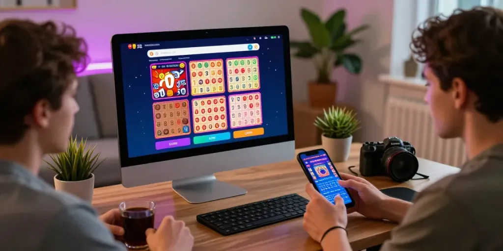 Pengguna terlibat dalam permainan dewitogel online dengan antusias, suasana hangat dan cozy.