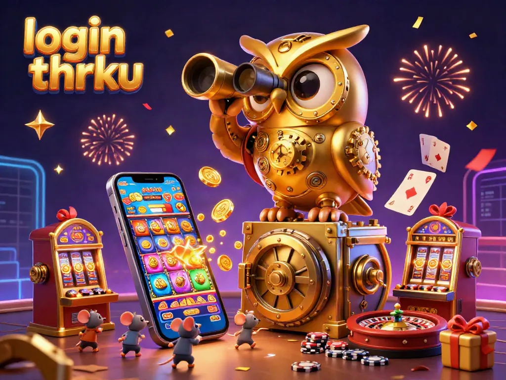 Engage in thrill and excitement with login thrku as golden owl oversees vibrant casino action.
