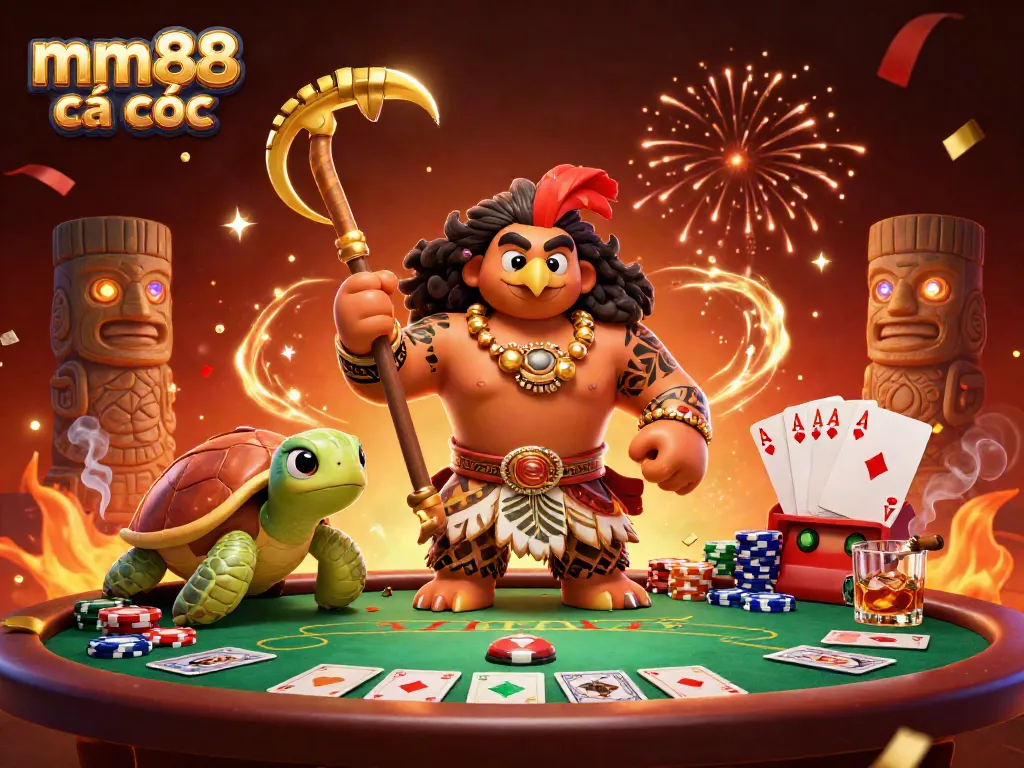Experience mm88 cá cược with vibrant poker action and magical characters in a dynamic casino scene.