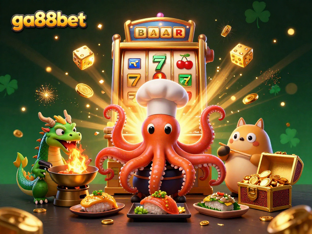 Experience excitement at GA88BET with a vibrant 3D scene featuring dynamic characters and casino elements.
